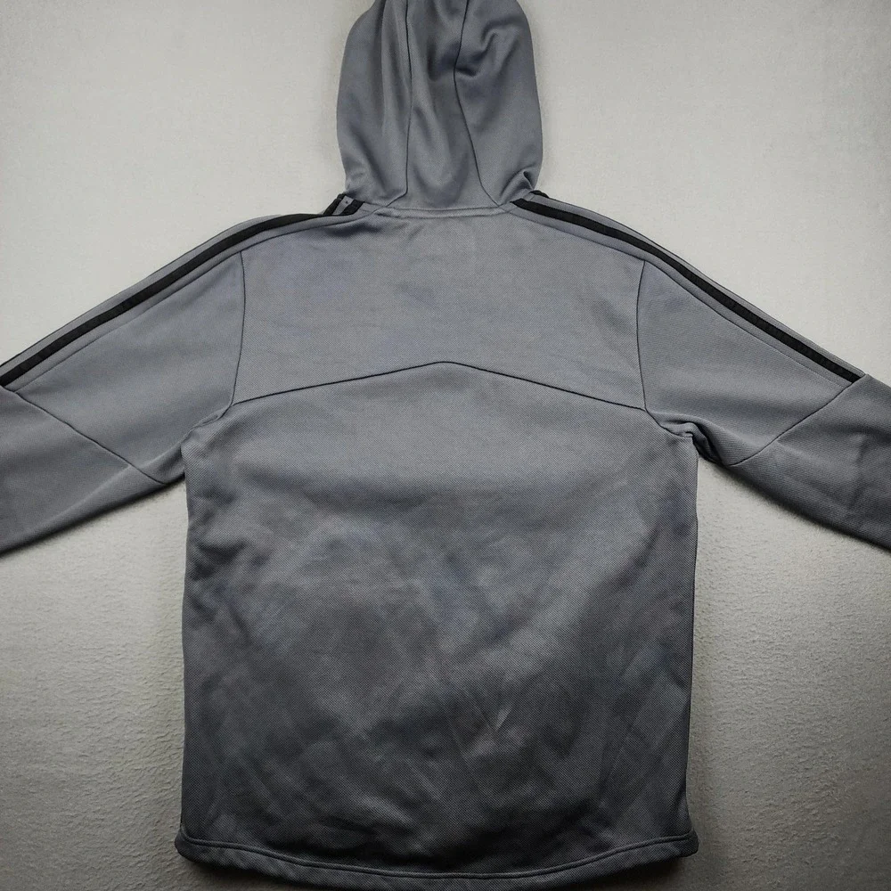 Wisconsin Badgers Jacket Mens Large Gray NCAA Adidas ClimaWarm Fleece Hooded